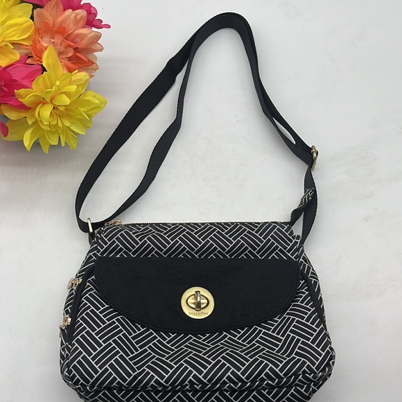 Baggallini Handbags - Baggallini Black White Patterned Nylon Crossbody with adjustable strap. NYB1728